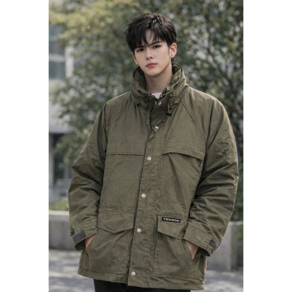Tenson MPC Men's Olive Green Outdoor‎ Jacket Hooded Utility SZ Small Trails Hike